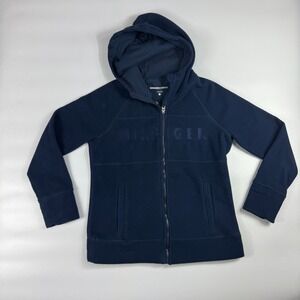 Tommy Hilfiger Sport Fleece Jacket Womens Large Navy Long Sleeve Hooded Full Zip